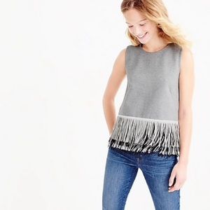 J. Crew Knit Grey Top with Fun Fringe